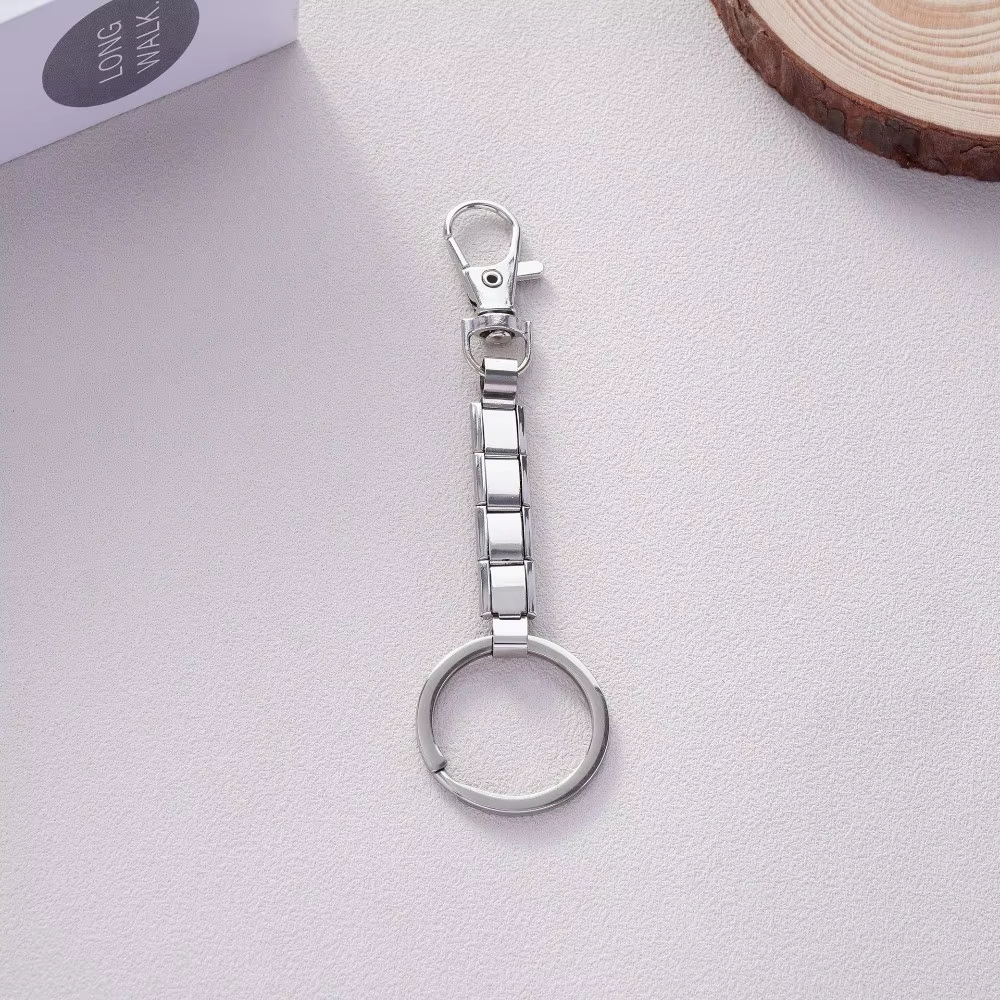 Nouveau porte-clés italien couleur argent en acier inoxydable, détachable, pour sacs DIY, cadeaux