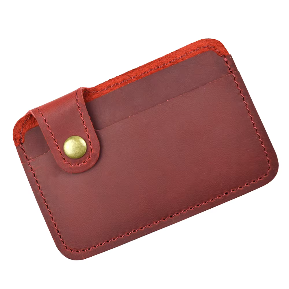 Porte-cartes en cuir Vintage avec fermeture à pression, organisateur d'argent, portefeuille mince, p