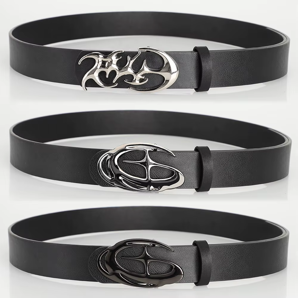 Ceinture Punk à boucle d'aiguille en alliage géométrique pour hommes et femmes, accessoire tendance 