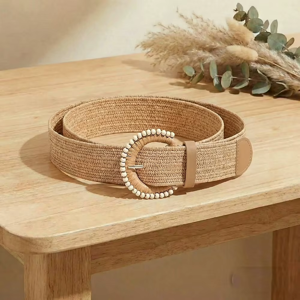 Ceinture tressée élastique rétro pour femmes, style bohème tendance, ceinture de plage d'été, access