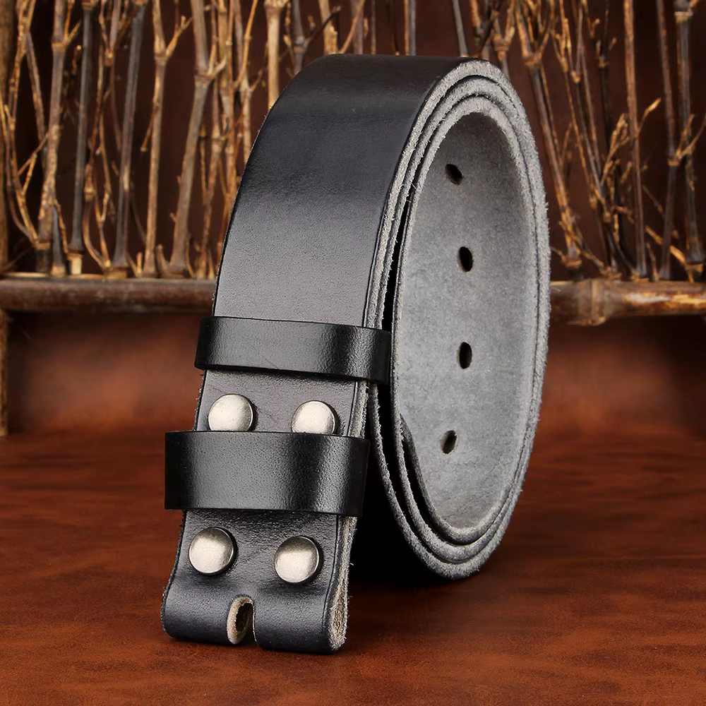 Sogefimen ceinture pour hommes sans boucle ceintures en cuir pleine fleur pour hommes jeans en peau 