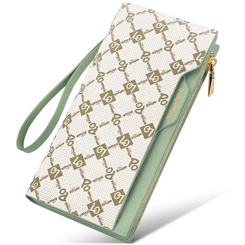 Portefeuille imprimé pour femme, long porte-cartes à la mode, sac à main multifonctionnel, sac pour
