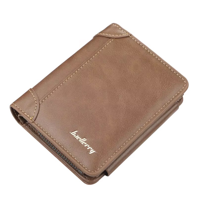 Portefeuille pour homme Baellerry en cuir PU avec fermeture éclair de haute qualité, porte-monnaie v