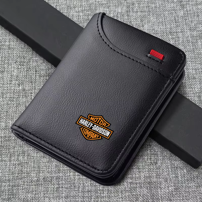 Mini porte-monnaie en cuir PU avec emblème de voiture, petit portefeuille Portable pour Harley David