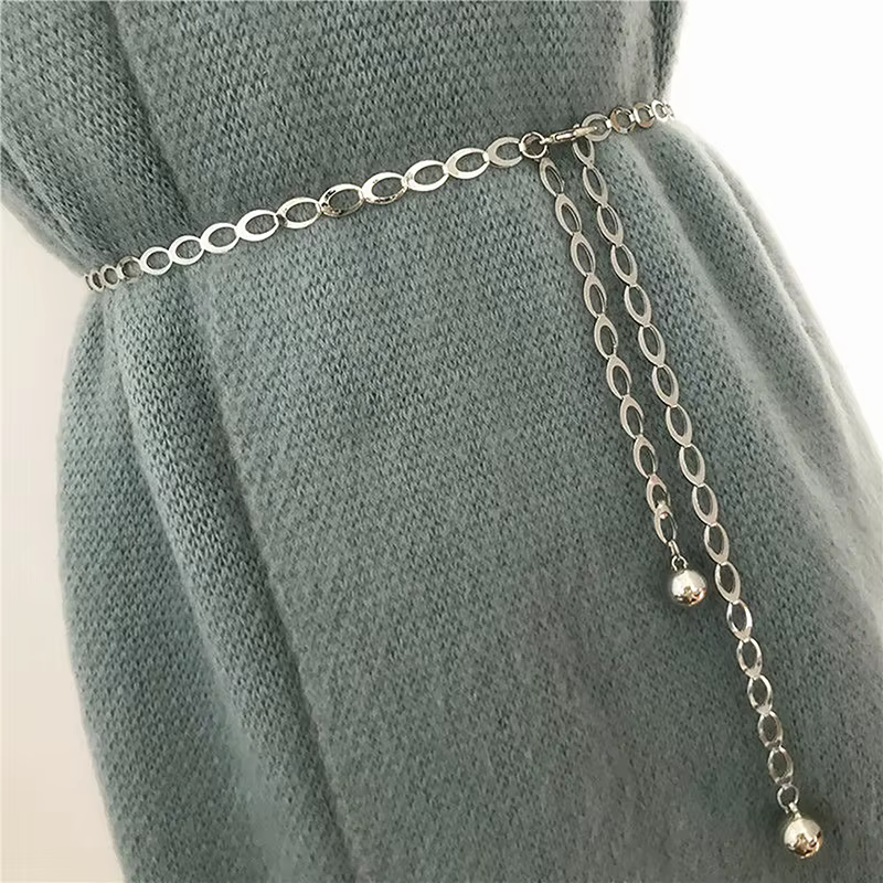 (HB05) Ceinture de mode pour femme, ceinture de luxe de créateur, ceinture chaîne rétro en argent sc