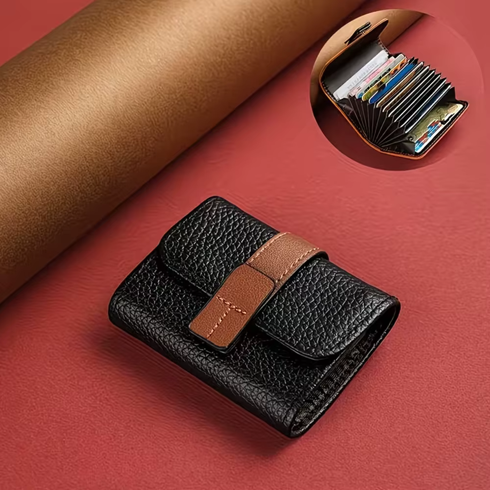 Porte-cartes/porte-cartes d'identité pour femmes à 11 compartiments, nouveau style rétro à pression,