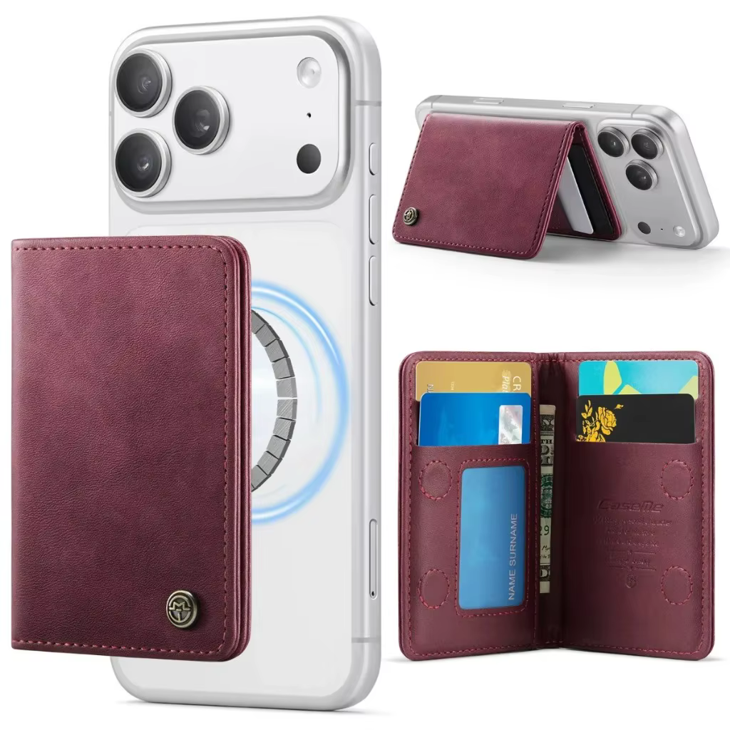 Portefeuille magnétique multi-cartes en cuir PU pour iPhone 17e 17 Pro Max Air 16e 16 15 14 Plus 13