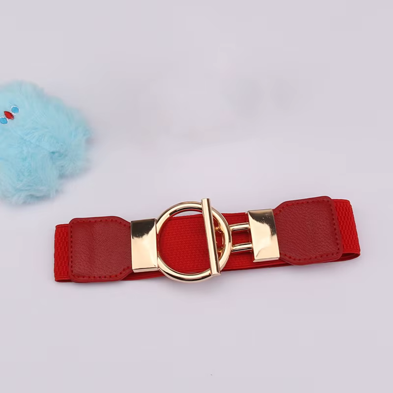 Ceinture à boucle ronde pour femmes, ceinture élastique Simple de 4cm de large, cintré à la taille d