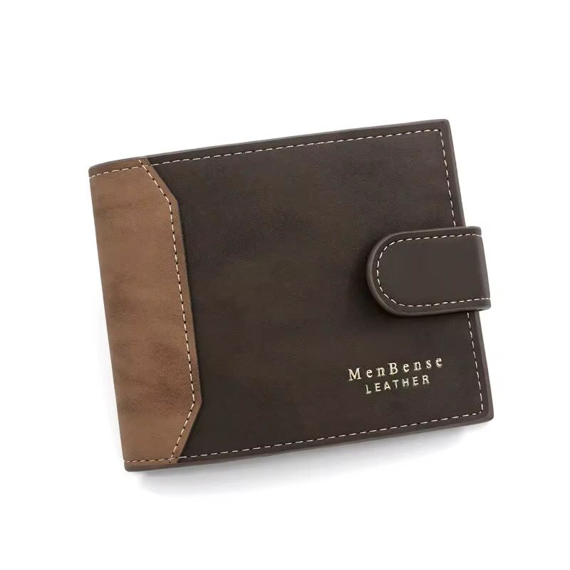 Portefeuille en cuir PU avec moraillon pour homme, porte-cartes de visite, sac à main court pour hom
