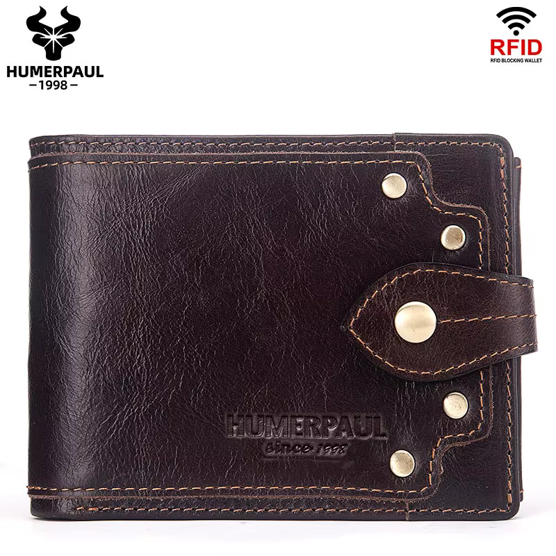 LAREET Fashion100 % portefeuille en cuir véritable pour hommes mince minimaliste exquis ID avec port