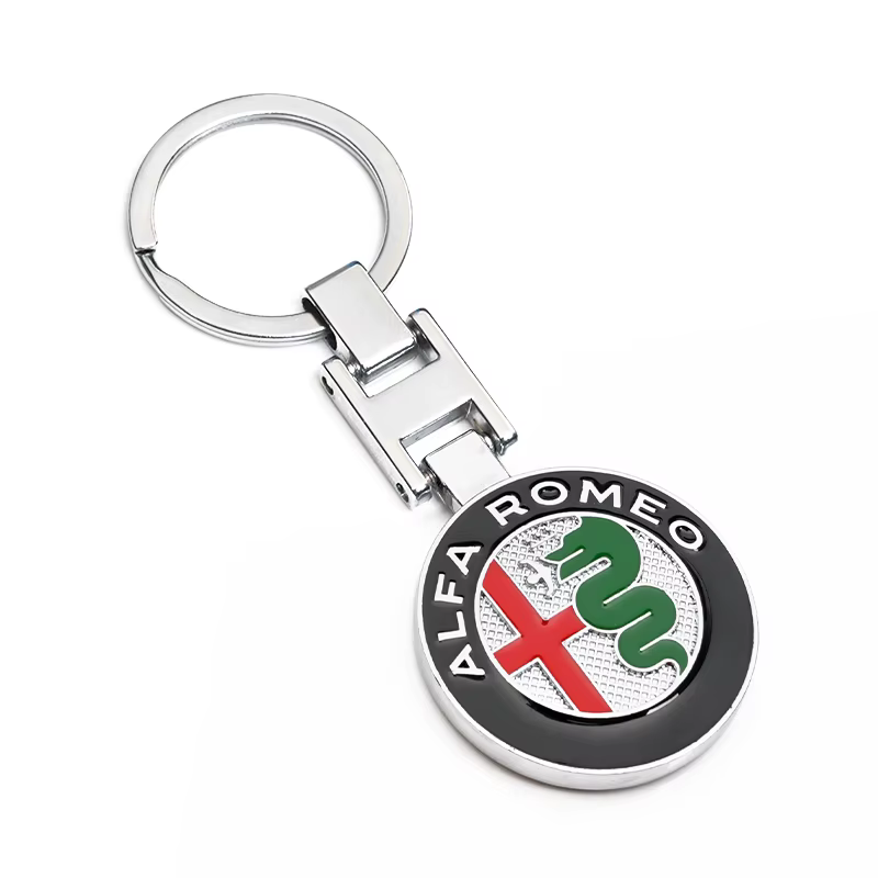 1 pièce Porte-clés emblème de voiture en métal, accessoires pour Alfa Romeo 156 159 147 4C 8C 166 Gi