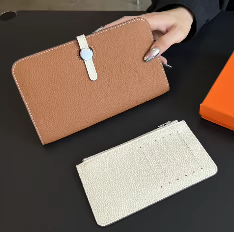 100% cuir véritable femme Long portefeuille marque de luxe nom personnalisé peau de vache porte-cart