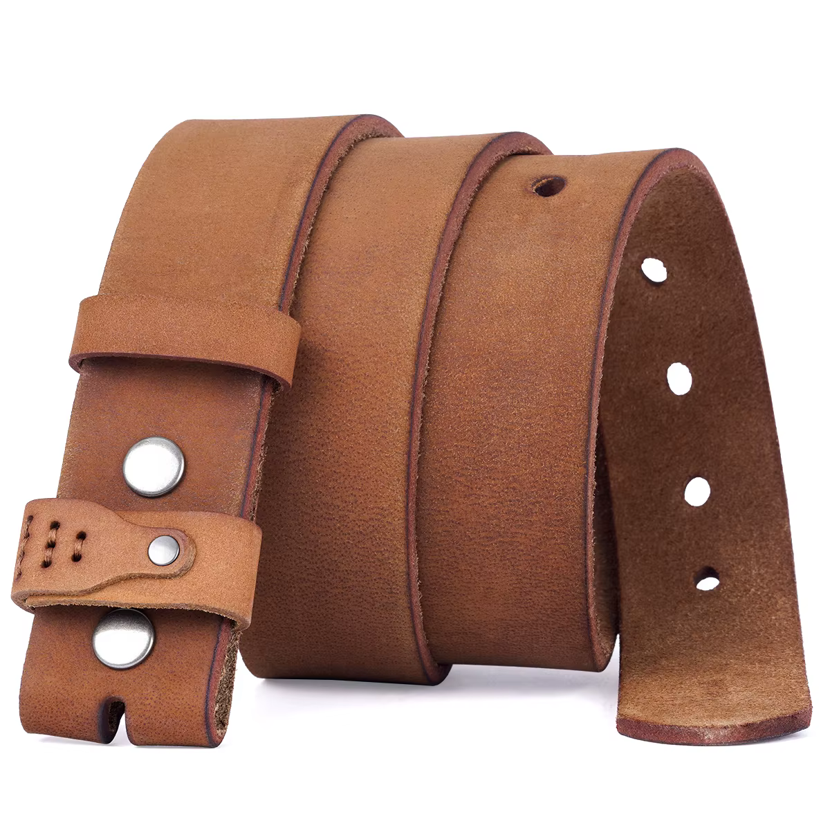 BISON DENIM Ceinture pour hommes en cuir véritable, ceintures vintage en cuir sans boucle, ajustemen