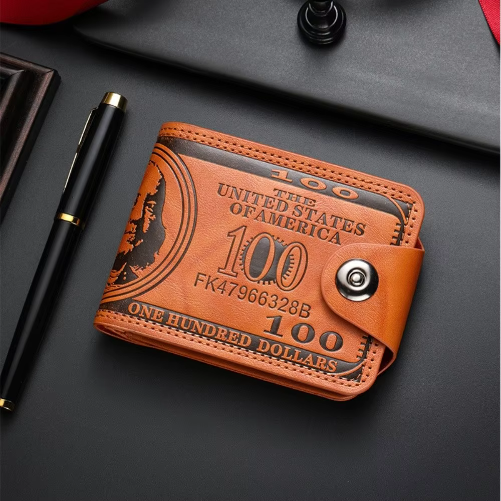 Portefeuilles Vintage à motif de 100 dollars américains pour hommes, porte-cartes à fermeture éclair