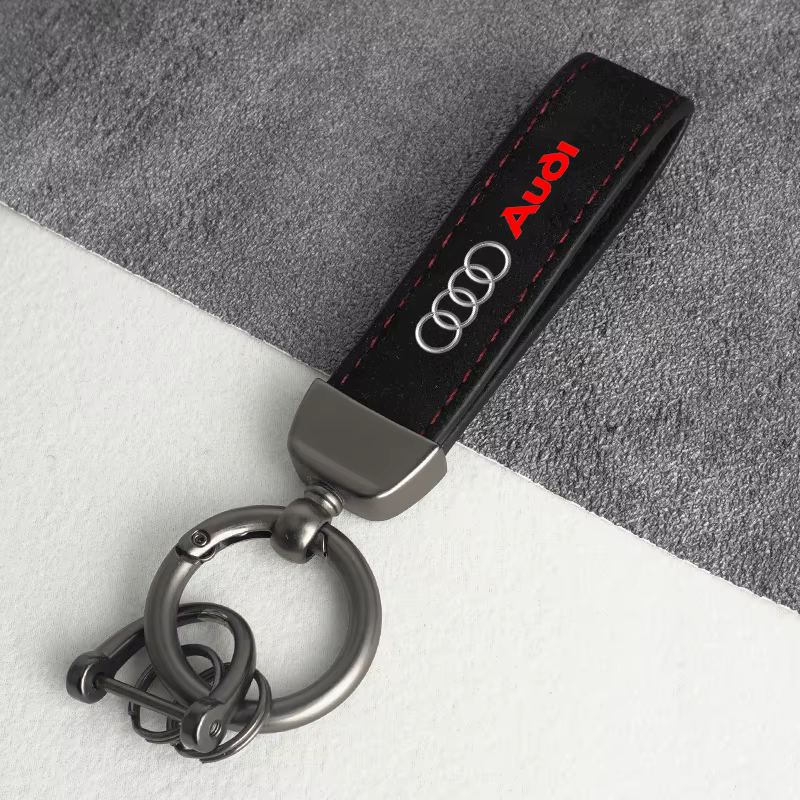 Porte-clés en daim avec emblème pour Audi A1 A2 A3 A4 A5 A6 A7 A8 Q1 Q2 Q3 Q4 Q5 Q6 Q7 Q8 TT S5 B8