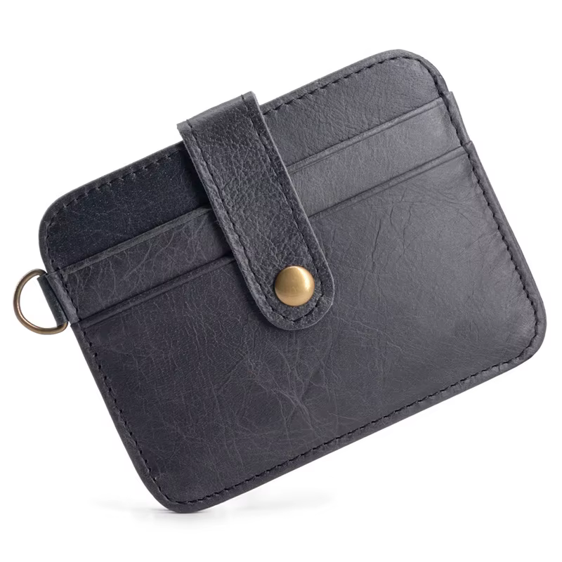 Portefeuille mince en cuir véritable pour hommes – Mini porte-monnaie Ultra fin avec porte-carte, pe