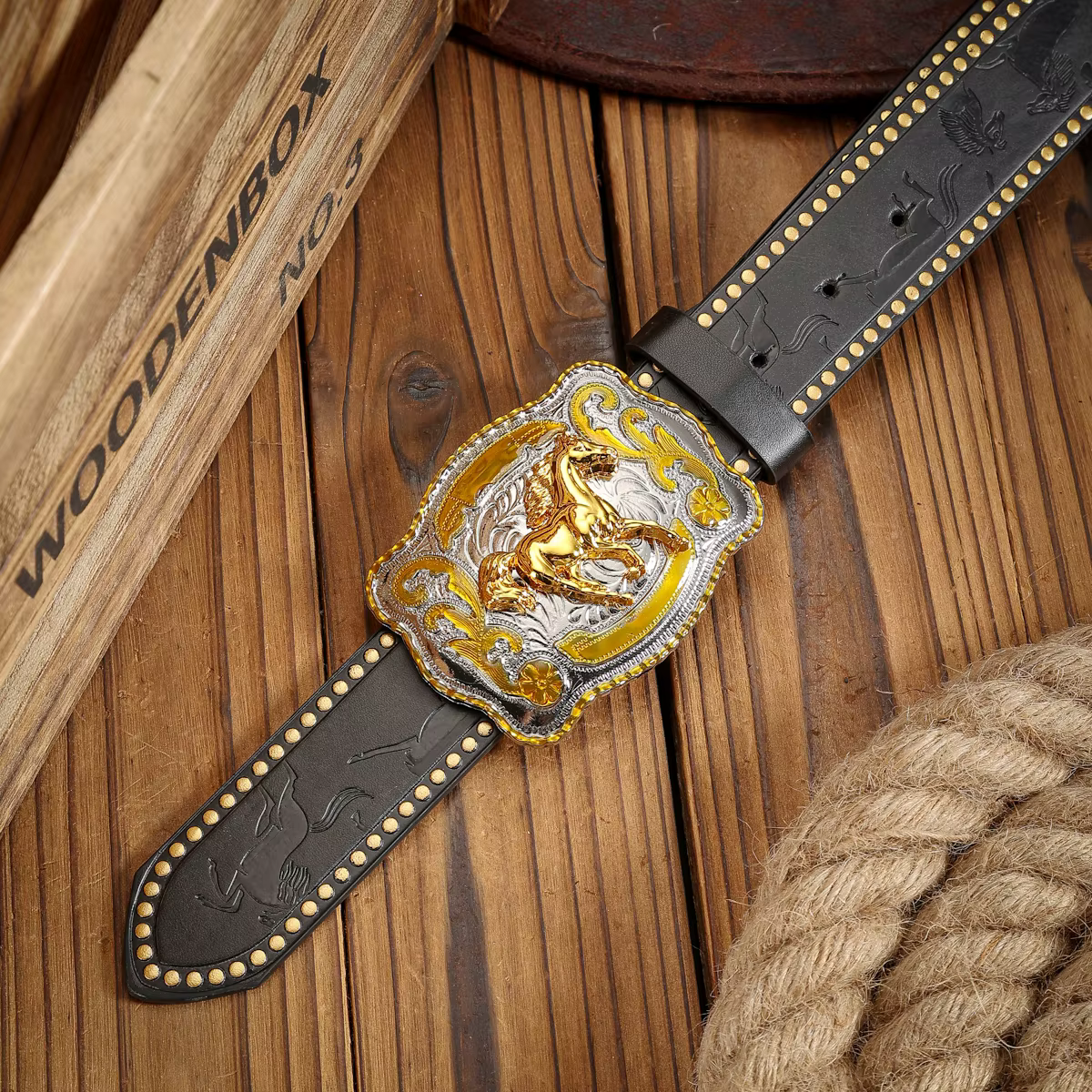 Ceinture en PU de style occidental avec boucle, adaptée aux hommes et aux femmes, ceinture décontrac
