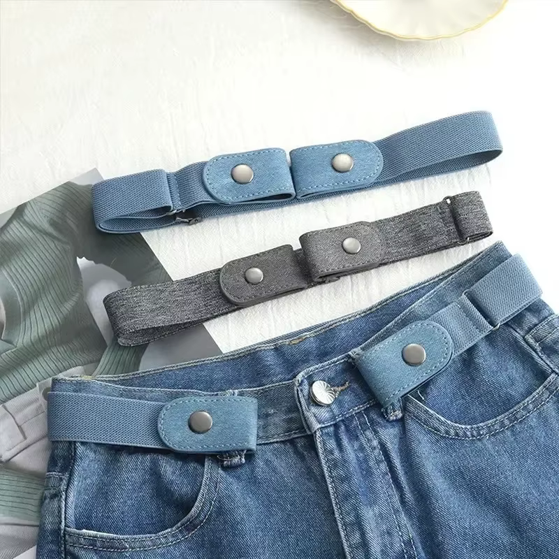 Bande de taille élastique réglable en toile, ceinture Invisible sans boucle pour femmes et hommes, p