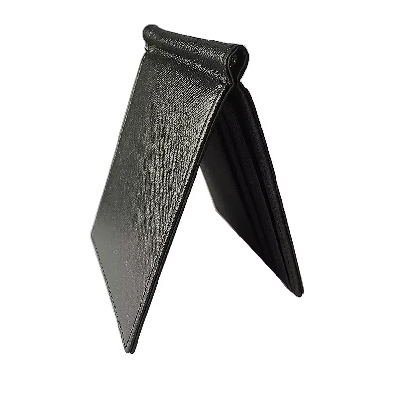 Portefeuille en cuir PU pour hommes, porte-cartes, porte-monnaie, pinces à billets, solide, mince, c