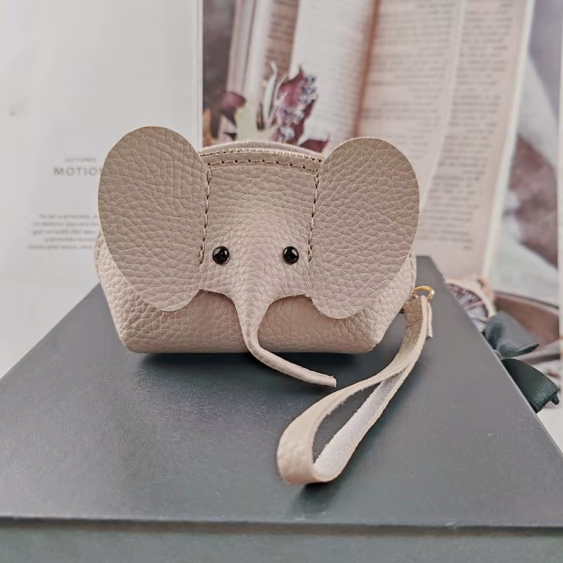 Porte-monnaie éléphant mignon en cuir PU pour femme, mini porte-cartes, petit portefeuille pour le t