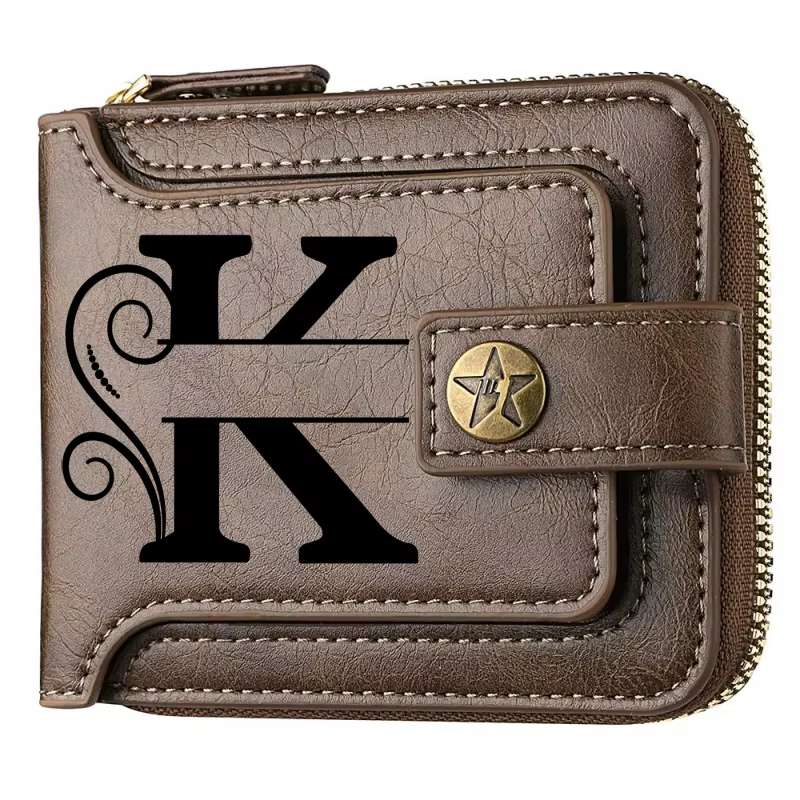 Portefeuille personnalisé pour homme avec nom - Portefeuille en similicuir marron tendance, avec des