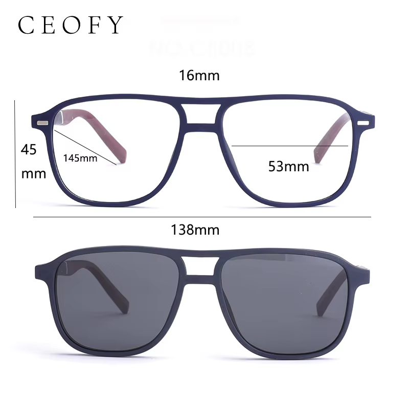Ceofy Hommes Lunettes Cadre Optique De Mode Soleil Clip Sur Polarized Marque Conception Conduite Lun
