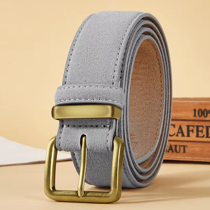 Ceinture de luxe en cuir de vache et daim pour femmes, Style Vintage avec boucle dorée, ceinture de 