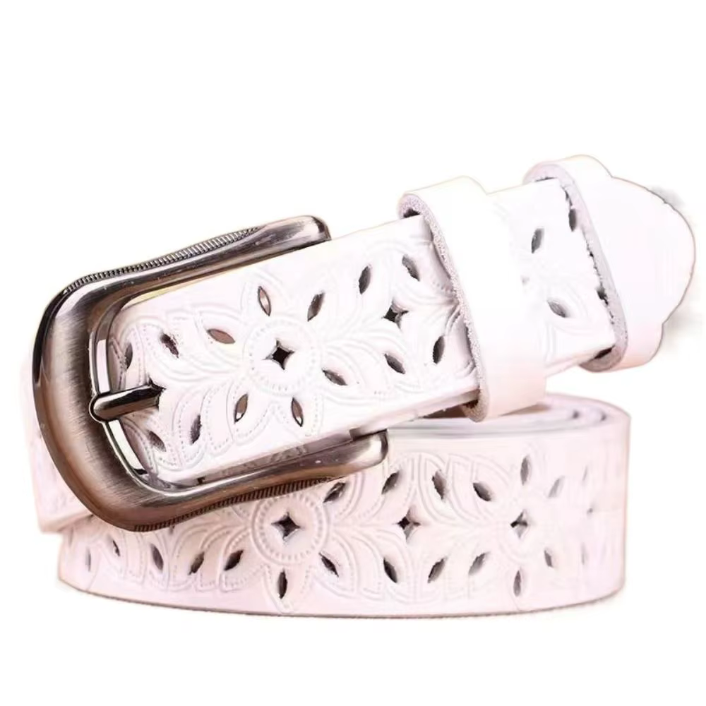Ceintures en cuir pour femmes, ceinture Vintage avec boucle ardillon, ceinture creuse pour Jeans