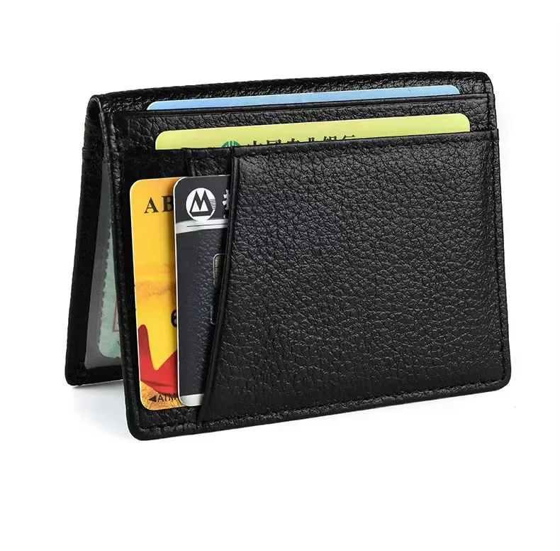 Portefeuille souple Super mince 100% cuir véritable, Mini portefeuille pour cartes de crédit, porte-