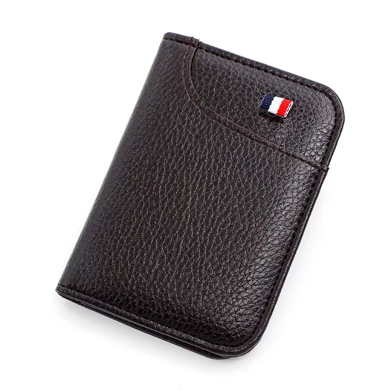 Portefeuille Homme Court en Cuir Souple, Porte-Cartes Fin et Tendance, Multi-cartes, pour Affaires, 