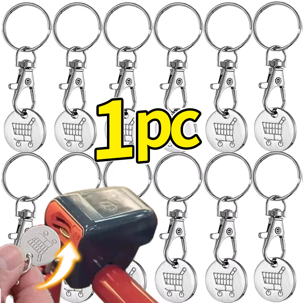 1/6 Pièces Porte-clés jetons de chariot universels en acier inoxydable, petits, portables, pour char