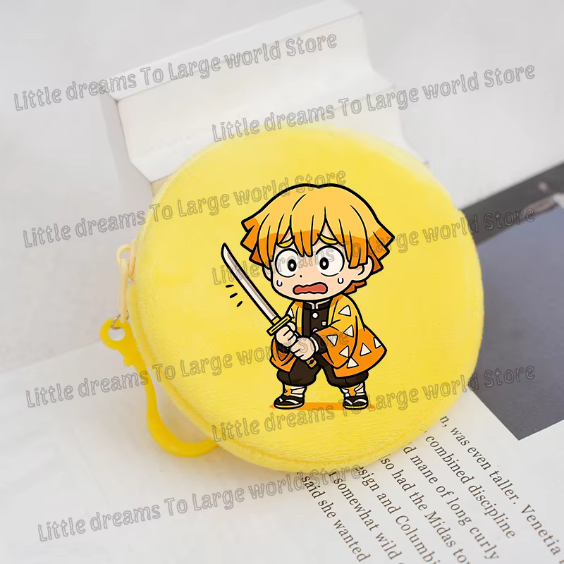 Porte-monnaie Demon Slayer, figurine d'anime, version Q mignonne, mini pochette à clés imprimée, por