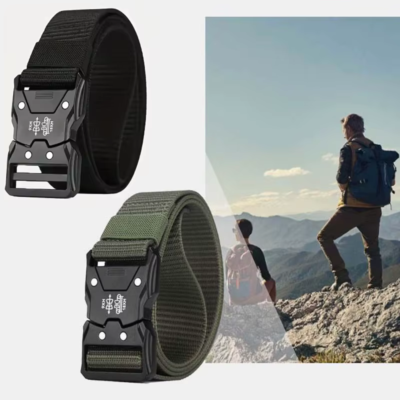Véritable ceinture tactique noire à dégagement rapide pour hommes, boucle de ceinture d'extérieur à