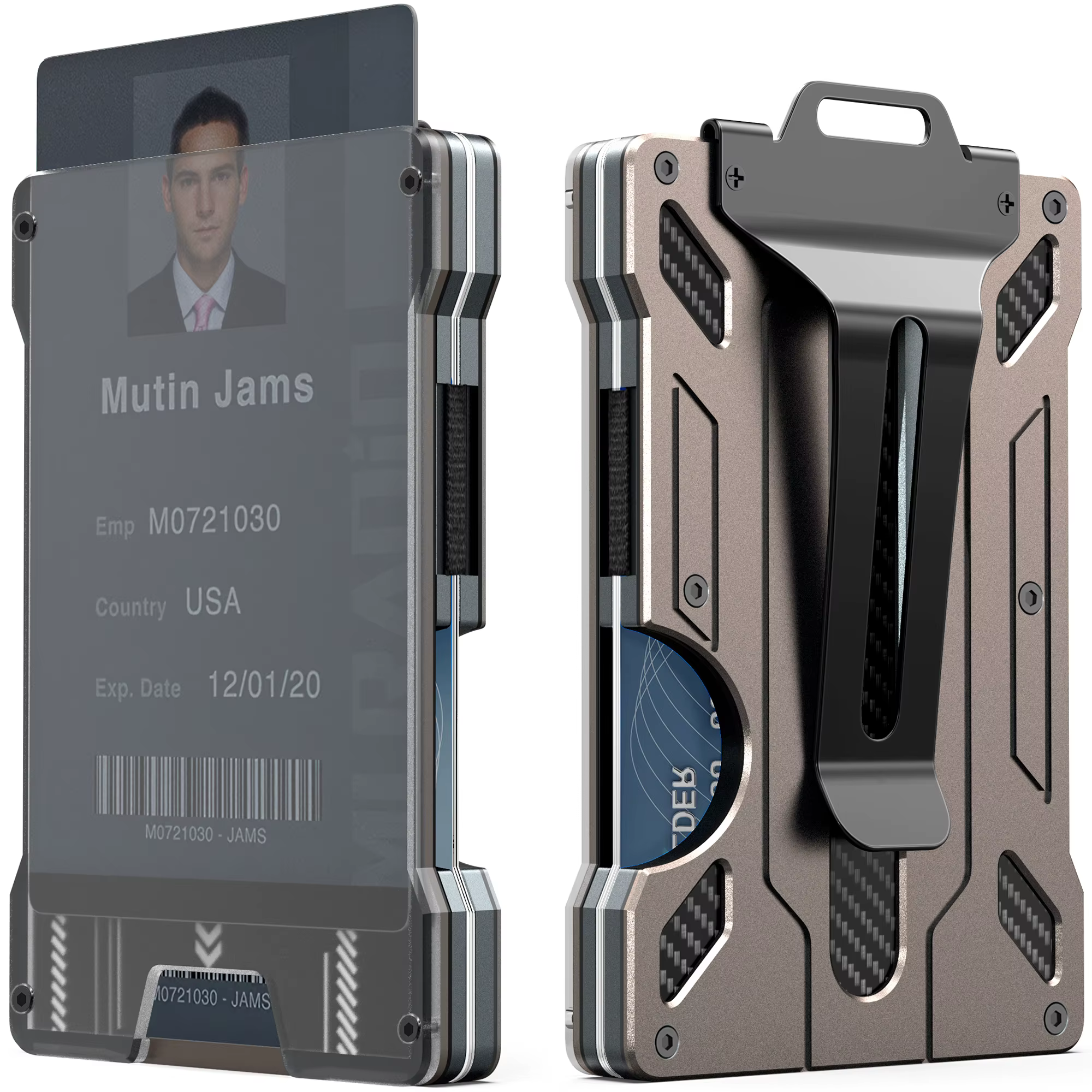 Portefeuille minimaliste pour hommes - Portefeuille mince à pince à billets en aluminium avec porte-