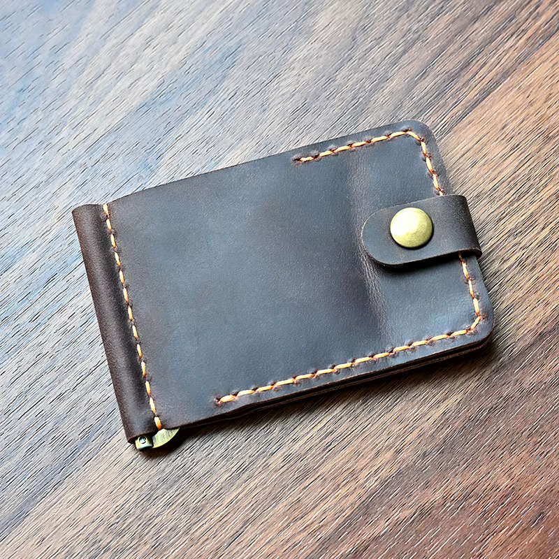 Pince à billets faite à la main, portefeuille avec loquet, Clips en cuir, porte-monnaie en métal, Cl
