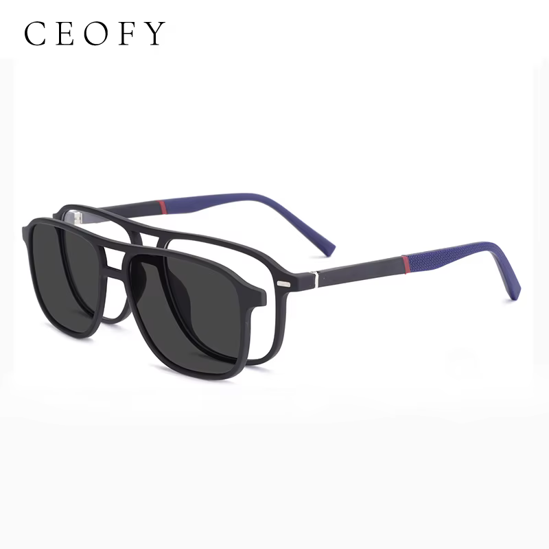 Ceofy Hommes Lunettes Cadre Optique De Mode Soleil Clip Sur Polarized Marque Conception Conduite Lun