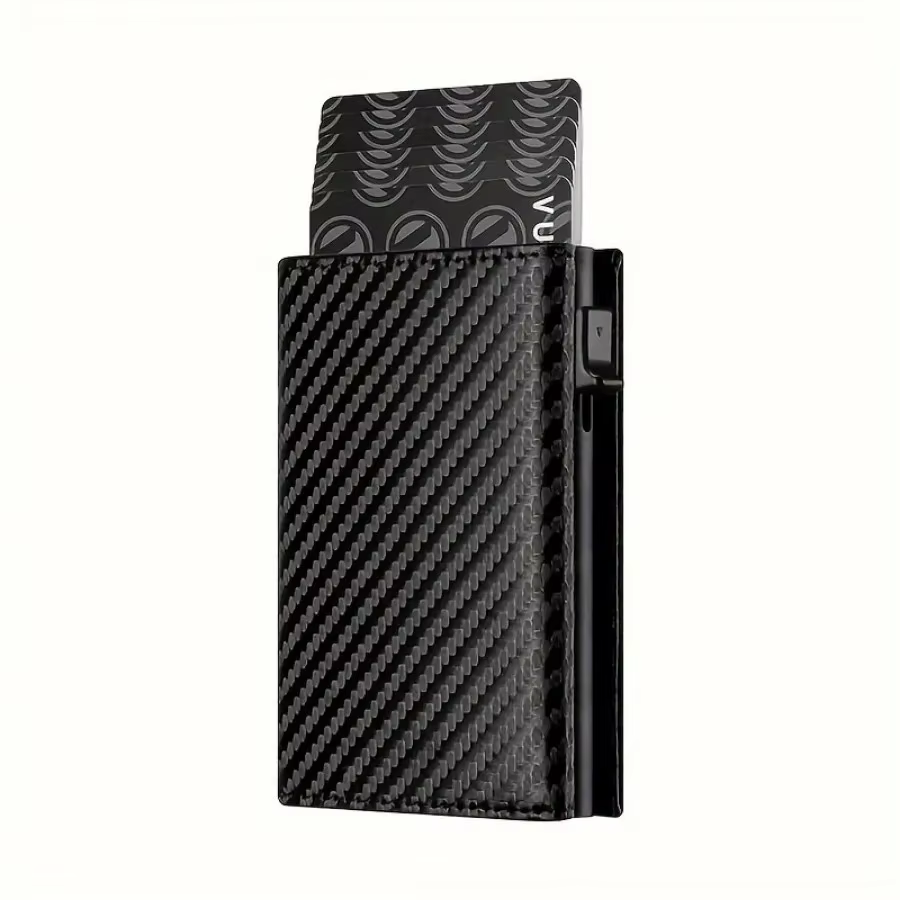 Portefeuille pour hommes avec fermeture éclair, porte-monnaie automatique Pop-up en métal, porte-car