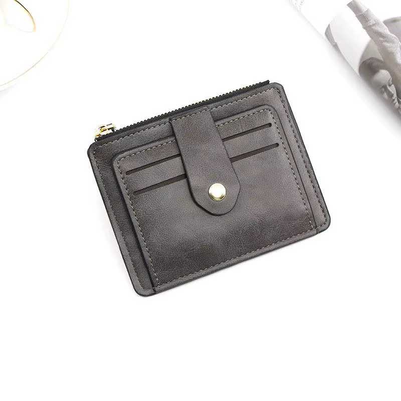 Portefeuille en cuir mince avec poche à monnaie pour hommes et femmes, porte-cartes de crédit, porte