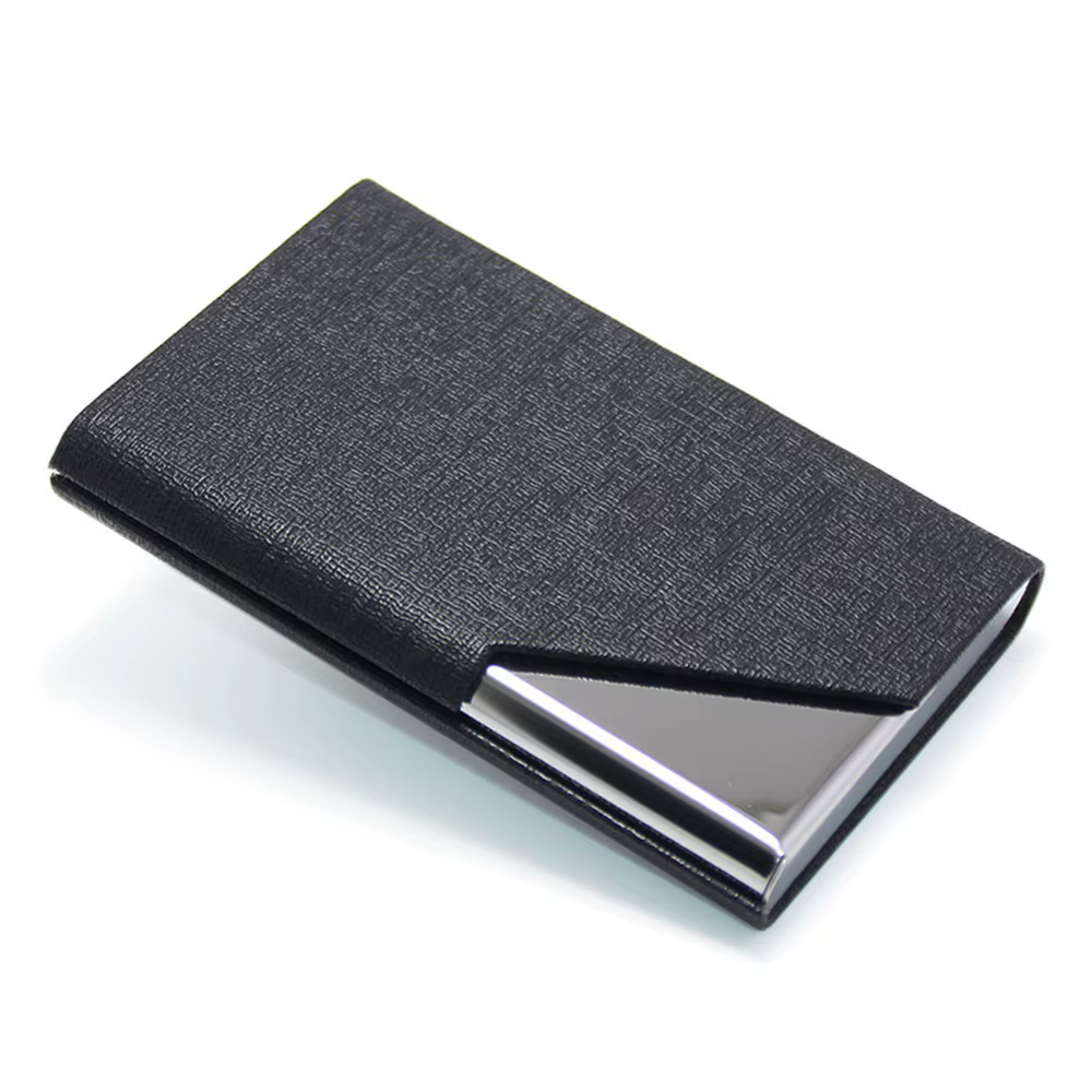 Porte-cartes de visite en métal – Étui à cartes en acier inoxydable en cuir PU imperméable pour homm