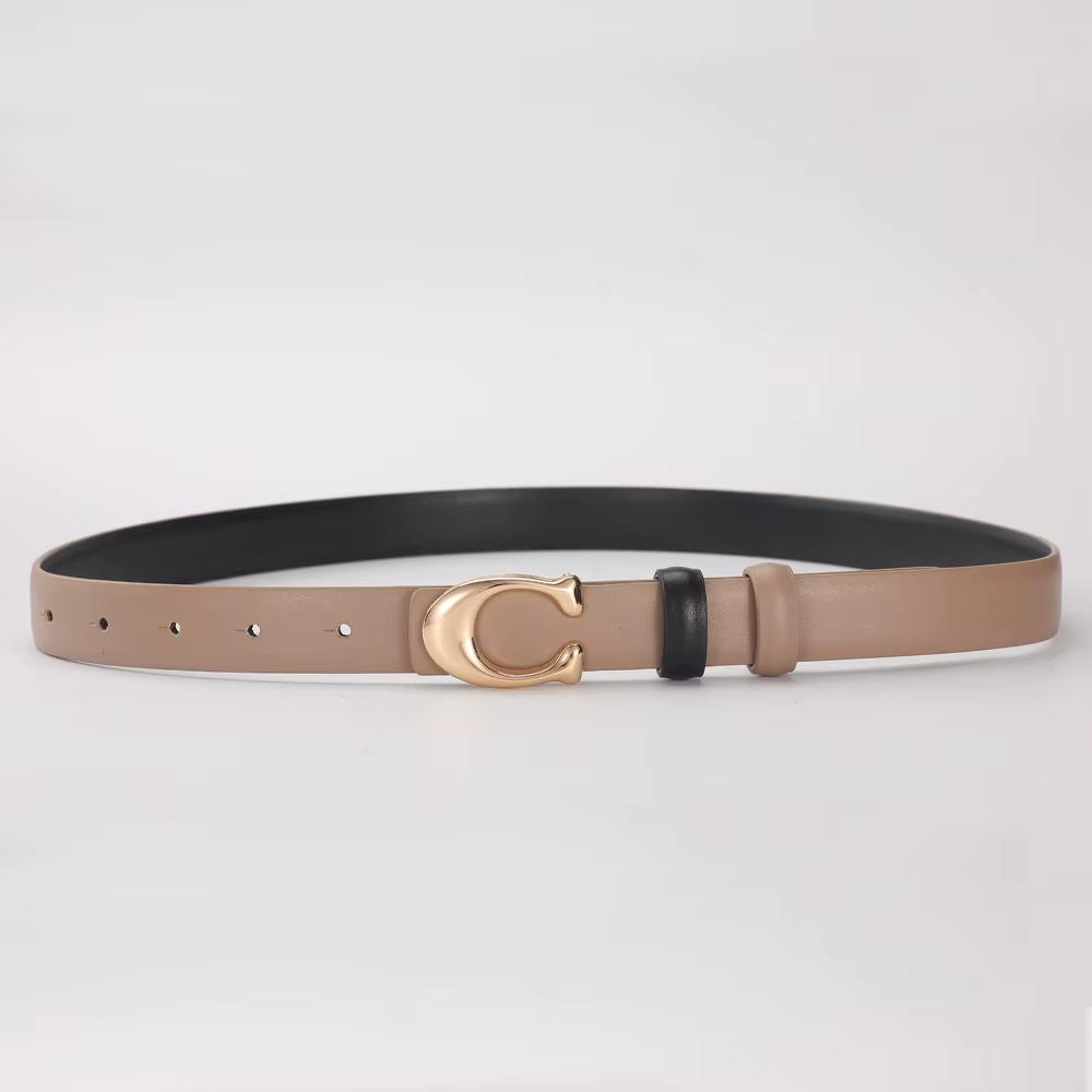 Ceinture à la mode pour femmes, haute qualité, boucle en forme de C, boucle lisse, tempérament, Doub