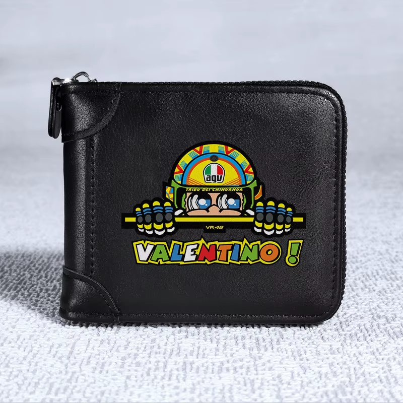 Portefeuille court VALENTINO ROSSI en PU avec fermeture éclair, grande capacité, léger, durable, sty