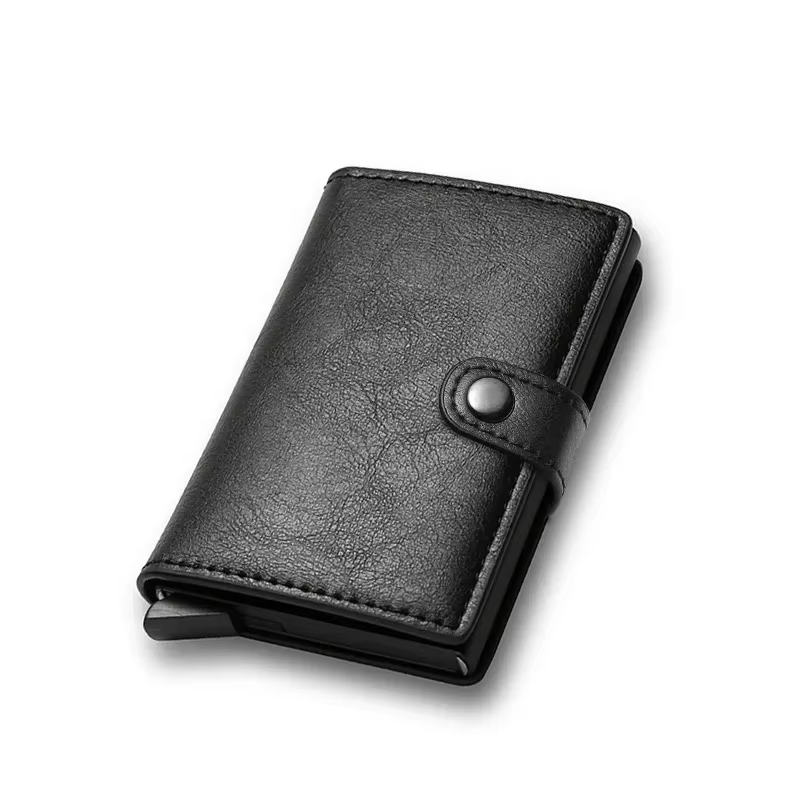 Porte-carte de crédit en Fiber de carbone portefeuille sac d'argent hommes Rfid Smart métal mince mi