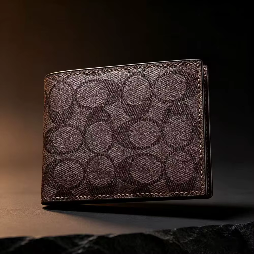Portefeuille compact pour homme, embossé, avec plusieurs emplacements pour cartes et poche à monnaie