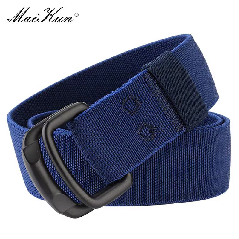 Maikun Double boucle en métal ceinture élastique en Nylon