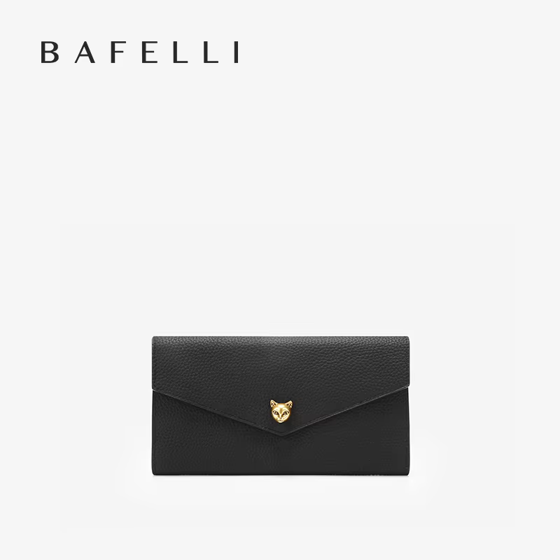 BAFELLI Designer Cat Head Portefeuille long en cuir véritable pour femme avec fentes multi-cartes