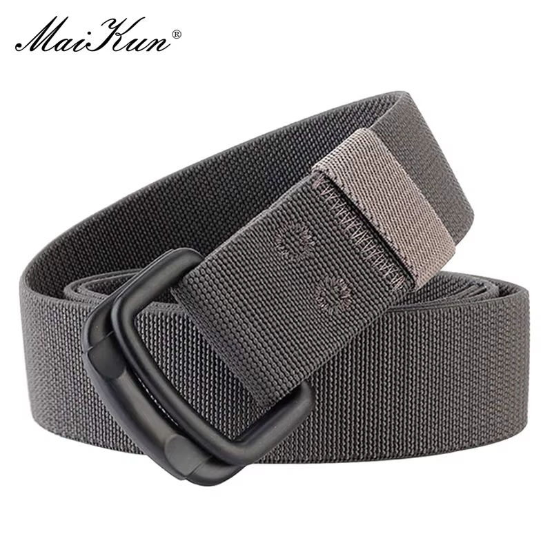 Maikun Double boucle en métal ceinture élastique en Nylon