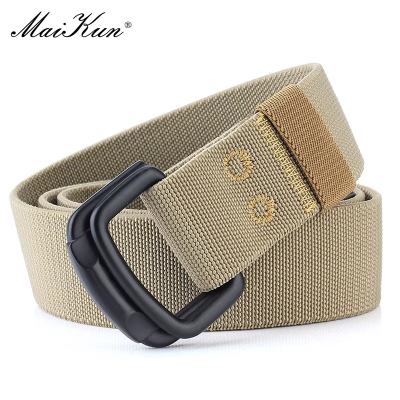 Maikun Double boucle en métal ceinture élastique en Nylon