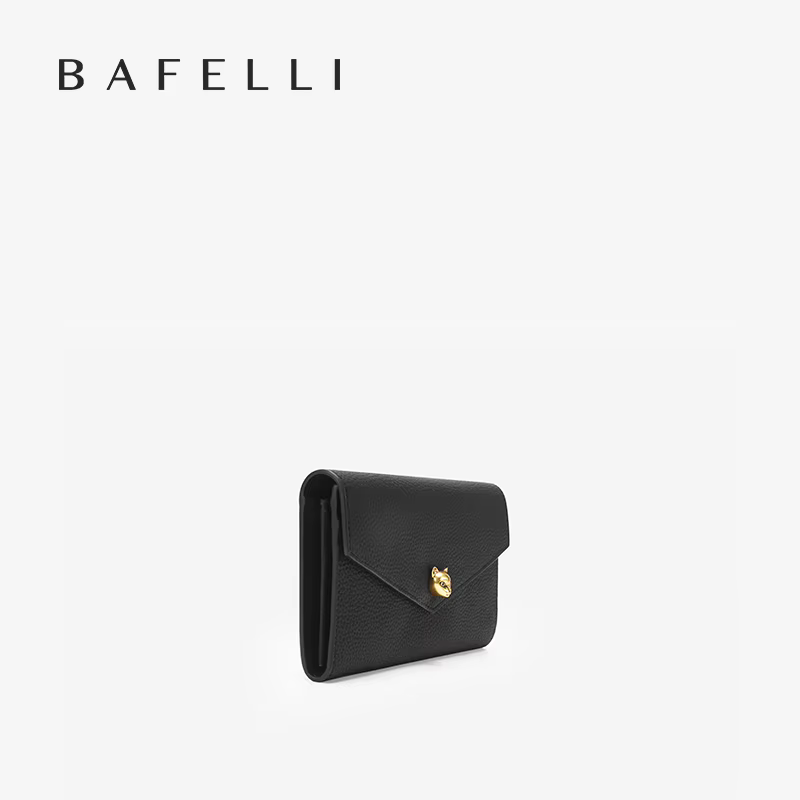 BAFELLI Designer Cat Head Portefeuille long en cuir véritable pour femme avec fentes multi-cartes