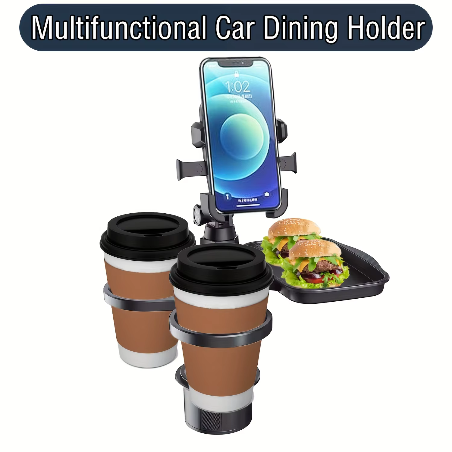 2025 nouveau plateau porte-gobelet de voiture-Expander-3 en 1 plateau de Table alimentaire détachable avec Base solide-accessoires essentiels de voyage sur route Gadgets