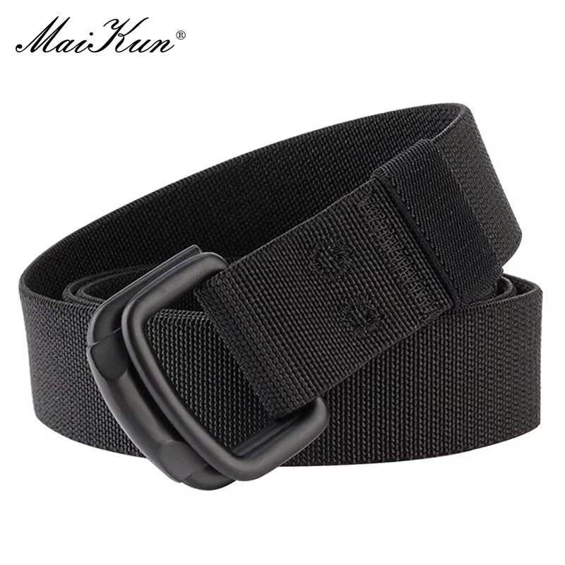 Maikun Double boucle en métal ceinture élastique en Nylon